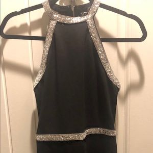 Stunning Black Cocktail Style Dress w/Rhinestone